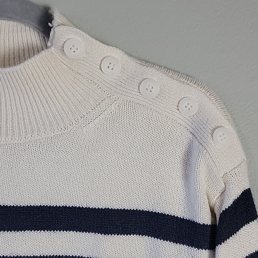 LOFT shoulder button striped sweater - Picture 2 of 11
